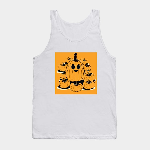 Smiling Pumpkin With Sunglasses and Friends | Halloween | Thanksgiving Tank Top by KnockingLouder